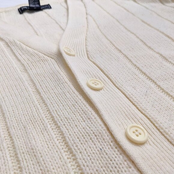 Vintage 80s TROY HILL Button Close Cream Letterman's Taylor Swift-like Cardigan - Picture 4 of 5